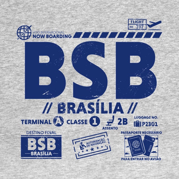 Vintage Brasilia BSB Airport Code Travel Day Retro Travel Tag by Now Boarding